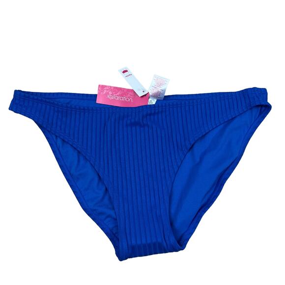 Xhilaration Juniors' Bright Blue Ribbed Hipster Bikini Bottom - Size XL - NWT - Picture 1 of 6